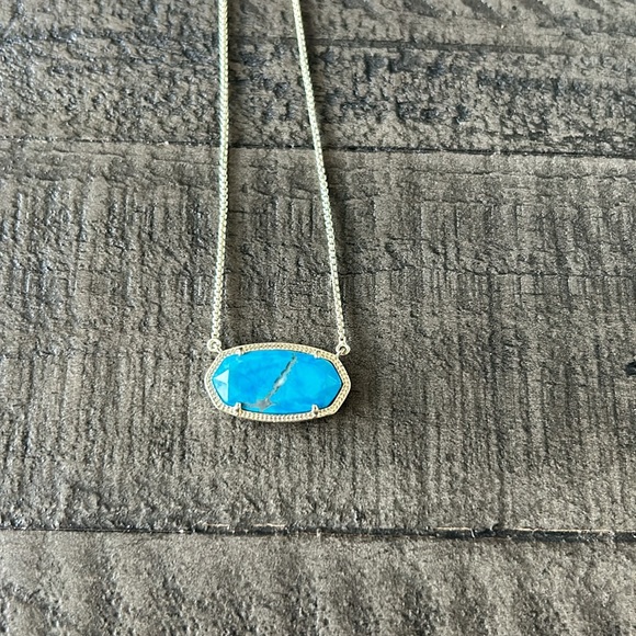 Kendra Scott Delaney Pendant Necklace aqua Howlite" - Picture 3 of 11